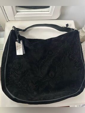 Coccinelle Black Suede Shoulder Hobo Bag